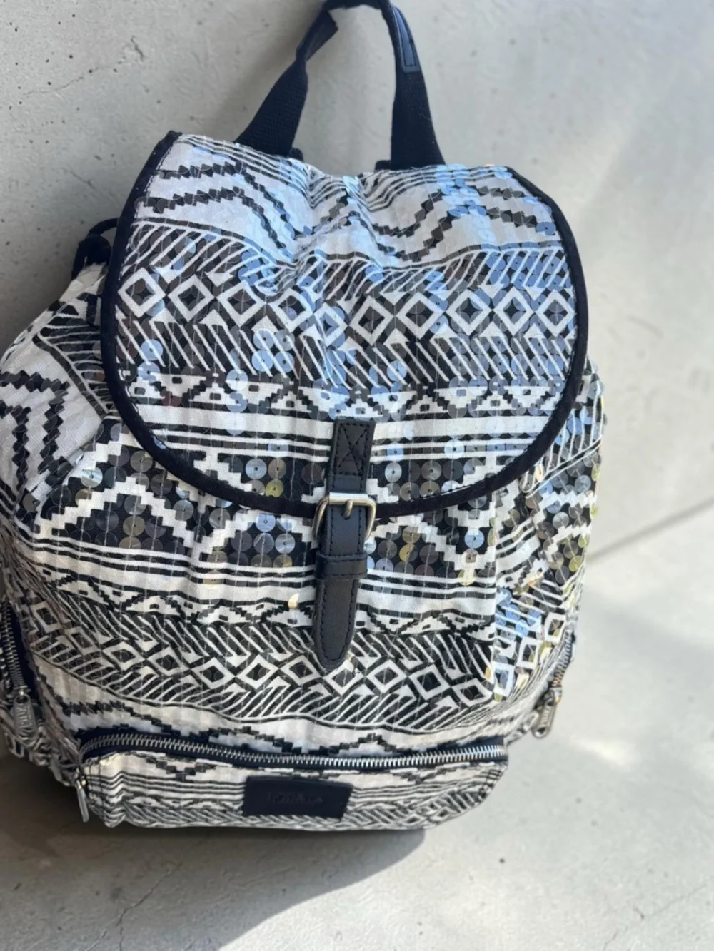 Victoria's Secret PINK Bling Sequin Aztec Backpack in black and white - Picture 5 of 16